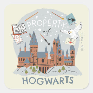 Property of Hogwarts Cartoon Graphic Square Sticker