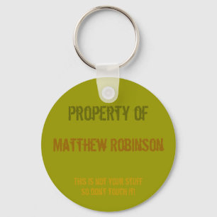 "Property of" Identification Keychain - Customized