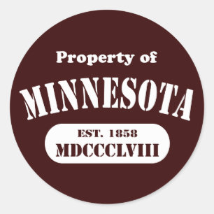 Property of Minnesota - any bkgd colour! Classic Round Sticker