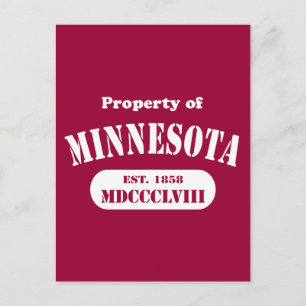 Property of Minnesota - any bkgd colour! Postcard
