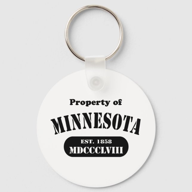 Property of Minnesota -black text Keychain (Front)