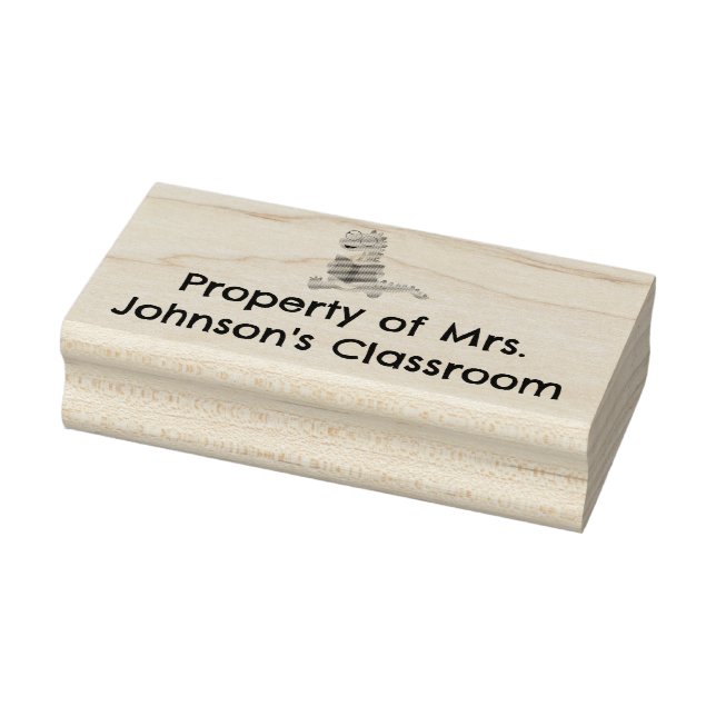 Property Of Mrs. Johnson's Classroom Cute Dino Rubber Stamp (Stamp)
