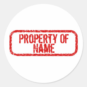 "Property of" name personalized stickers