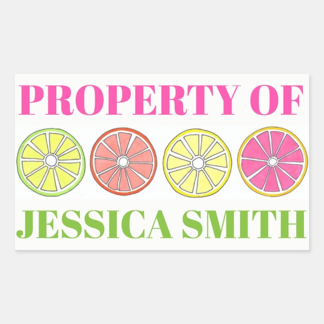Property of Personalized Citrus Fruit Lemon Lime Sticker (Front)