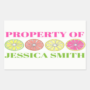 Property of Personalized Citrus Fruit Lemon Lime Sticker