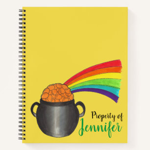 Property of Personalized Lucky Rainbow Pot of Gold Notebook