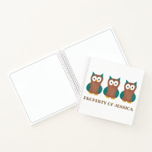 Property of Personalized Wise Brown Owl Bird Hoot Notebook