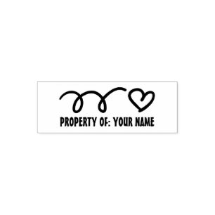 Property of school book self inking heart stamp
