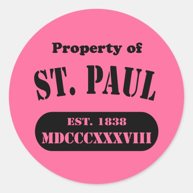 Property of St. Paul Classic Round Sticker (Front)
