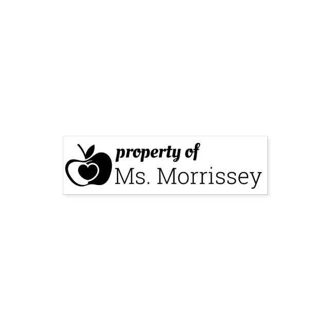 Property of Teacher Name Classroom Apple Self-inking Stamp (Design)