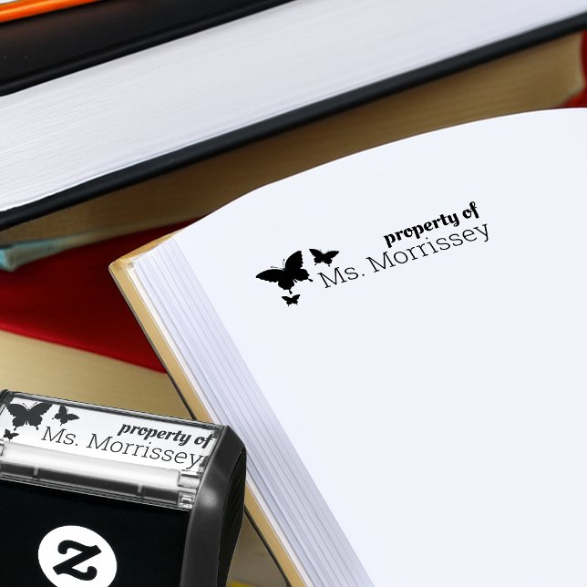 Property of Teacher Name Classroom Butterfly Self-inking Stamp (Property of Teacher Name Classroom Butterfly Self-inking Stamp)