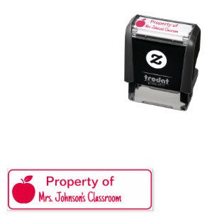 Property of Teacher's Name Classroom with Apple Self-inking Stamp