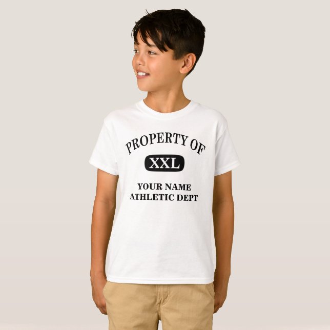 Property of XXL Your Name Unisex Kids White T-Shirt (Front Full)