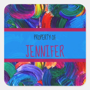 Property of Your Name Faux Painted Classic Square Sticker