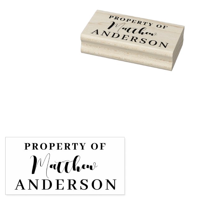 Property Of Your Name | Personalized Script  Rubber Stamp (Stamped)