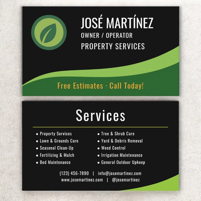 Property Services Landscaping Lawn Service Business Card (Creator Uploaded)