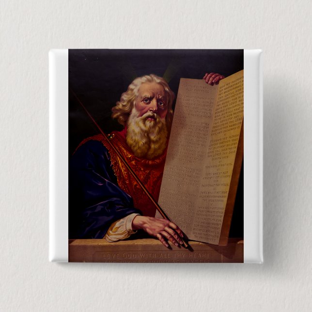 Prophet Moses on Mount Sinai – High-Fidelity Epic  2 Inch Square Button (Front)