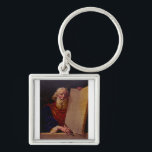 Prophet Moses on Mount Sinai – High-Fidelity Epic  Keychain<br><div class="desc">Add majesty to your interior with this high-fidelity color reproduction of Moses and the Tablets of Testimony. The artwork masterfully captures the contrast between the harsh desert wilderness and the supernatural glow of the Divine Presence. The composition focuses on the prophet’s resolute eyes and the stone slabs that symbolize the...</div>