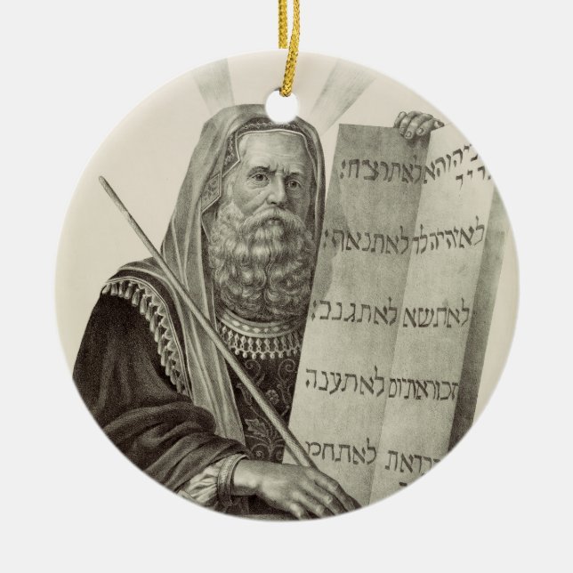 Prophet Moses with the Tablets of the Law Ceramic Ornament (Front)