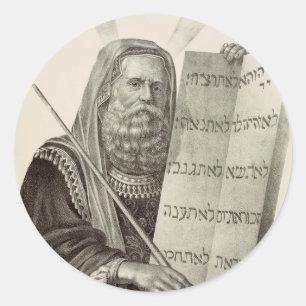 Prophet Moses with the Tablets of the Law Classic Round Sticker