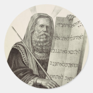 Prophet Moses with the Tablets of the Law Classic Round Sticker
