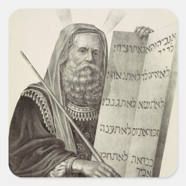 Prophet Moses with the Tablets of the Law Square Sticker (Front)
