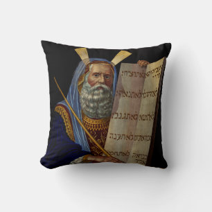 Prophet Moses with the Tablets of the Law  Throw Pillow