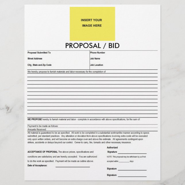 Proposal Form Deluxeforms Blank Template (Front)
