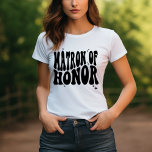 Proposal Gift Retro Matron Of Honour Bridal Party T-Shirt<br><div class="desc">Present your matron of honour with a gift that celebrates her special role in your wedding with our Proposal Gift Retro Matron of Honour Bridal Party T-Shirt. This retro-inspired bridesmaid shirt is perfect for capturing the groovy, boho vibe of your wedding, making it a standout piece in your bridal party's...</div>