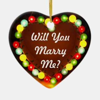 Proposal Heart Light, Will You Marry Me? Ceramic Ornament