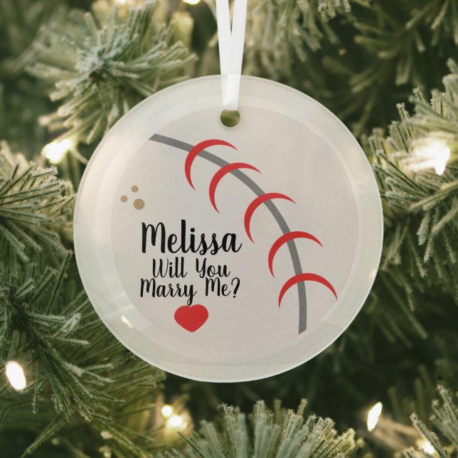 Proposal Ornament- Will You Marry Me Sport Glass Ornament (Insitu)