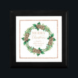 Proposal Red Rose Gold Merry Christmas Wreath Gift Box<br><div class="desc">"Proposal Red Rose Gold Merry Christmas Wreatht gift box, Will You Marry Me?." What a fun way to present your bride-to-be with her engagement ring! Elegant, hand painted watercolor Christmas wreath with pine cones, holly leaves and berries with forest gathered foliage was created by Audrey Jeanne Roberts, an internationally known...</div>
