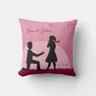 Proposal Throw Pillow With Couple Silhouette