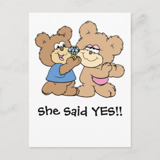 proposal wedding bears announcement postcard