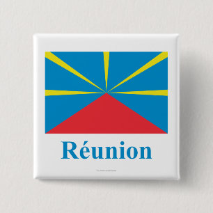 Proposed Reunion Island Flag with Name in French 2 Inch Square Button