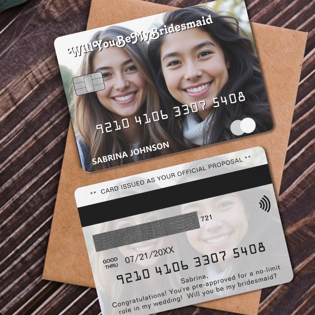 Proposition d'aide-mémoire pour carte de crédit (Credit Card Photo Bridesmaid Proposal
)