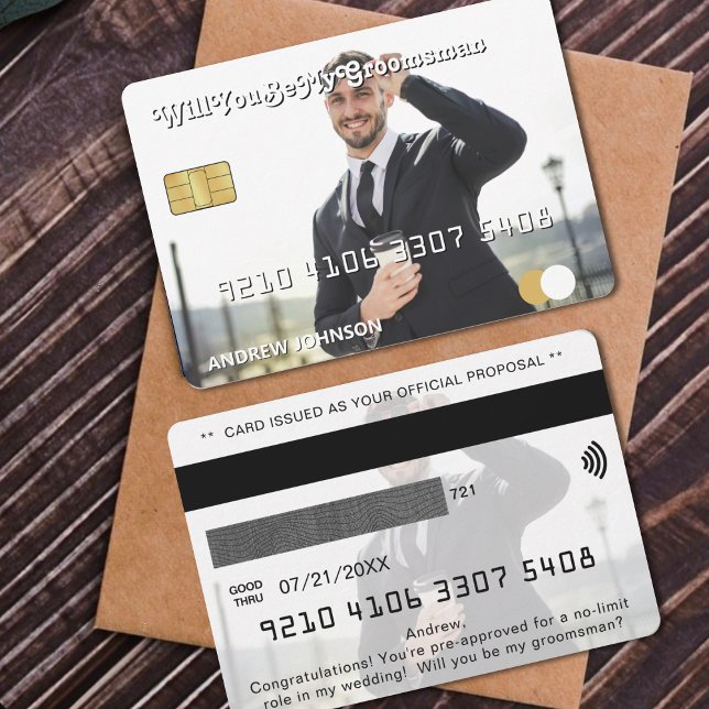 Proposition de fabricant de photos de carte de cré (Credit Card Photo Groomsman Proposal
)