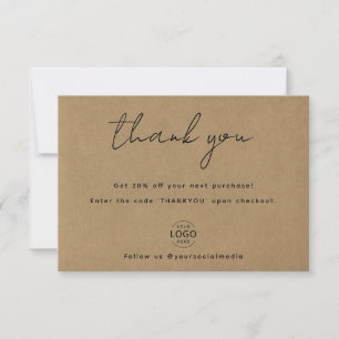 Propre Logo Kraft papier Carte de remerciements d'