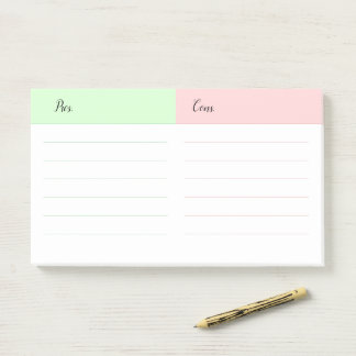 Pros and Cons Decision Making Post-it Notes
