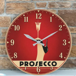 Prosecco Champagne Lover Kitchen Elegant Wine Large Clock