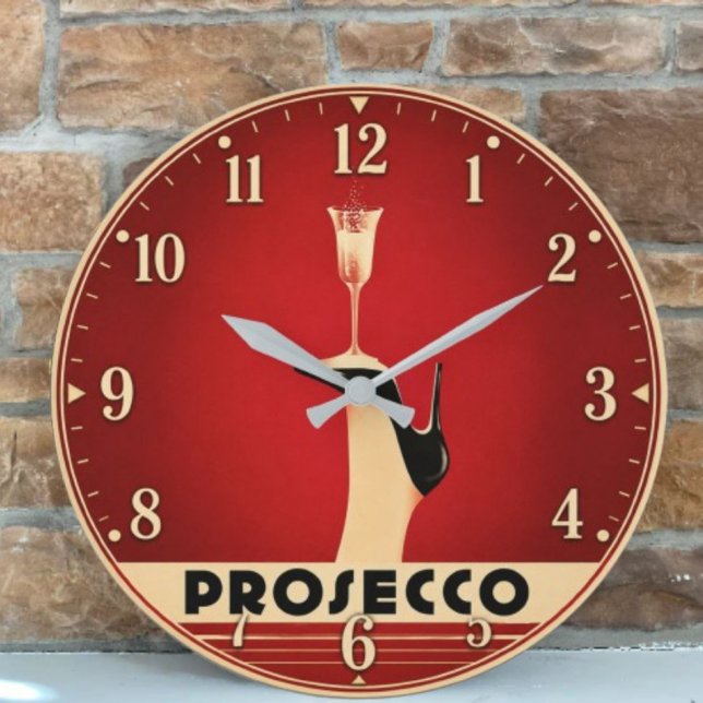 Prosecco Champagne Lover Kitchen Elegant Wine Large Clock (Creator Uploaded)