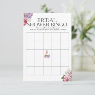 Prosecco florals Bridal Shower Bingo game Invitation