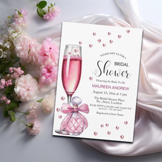 Prosecco Glass and Perfume Bottle Bridal Shower Invitation (Creator Uploaded)