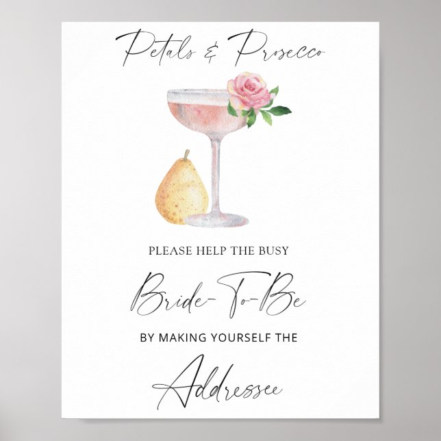 Prosecco - help the busy bride Address  Poster (Front)