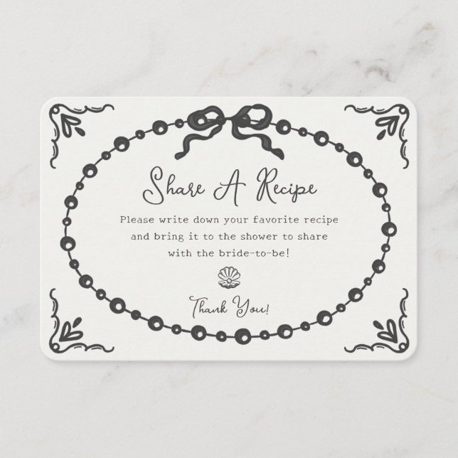 Prosecco Pearl Coquette Bow Share a Recipe Insert (Front)