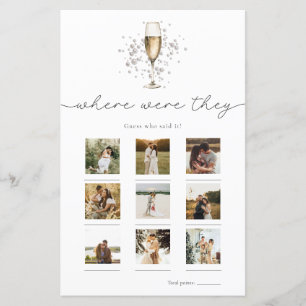 Prosecco Where Were They Bridal Shower Game Card