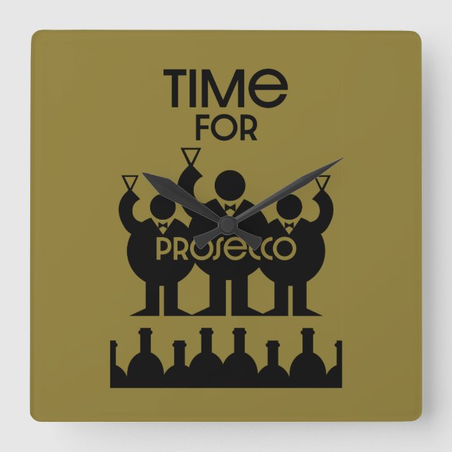 Prosecco Wine Drinkers Square Wall Clock (Front)