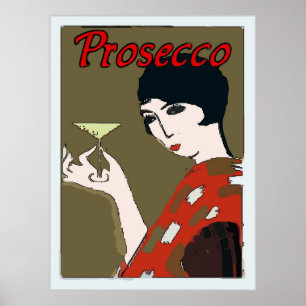 Prosecco, Woman with Glass Poster