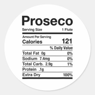 Proseco Nutrition Facts Thanksgiving Matching  Classic Round Sticker