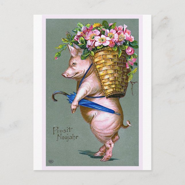 "Prosit Neujahr" Vintage German Postcard (Front)